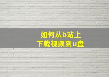 如何从b站上下载视频到u盘