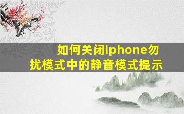 如何关闭iphone勿扰模式中的静音模式提示