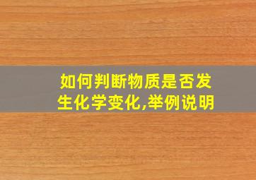 如何判断物质是否发生化学变化,举例说明