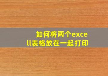 如何将两个excell表格放在一起打印