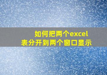 如何把两个excel表分开到两个窗口显示