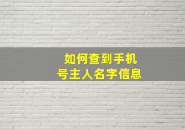 如何查到手机号主人名字信息