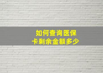 如何查询医保卡剩余金额多少