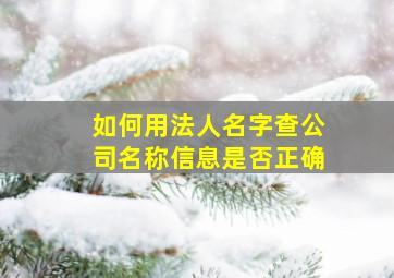 如何用法人名字查公司名称信息是否正确