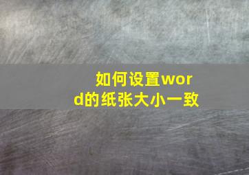 如何设置word的纸张大小一致