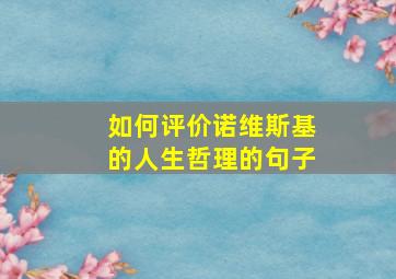 如何评价诺维斯基的人生哲理的句子