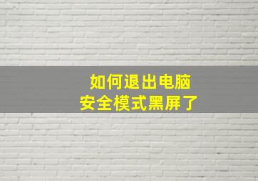 如何退出电脑安全模式黑屏了