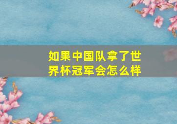 如果中国队拿了世界杯冠军会怎么样