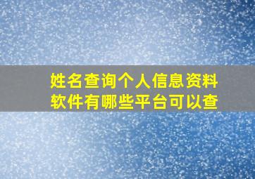 姓名查询个人信息资料软件有哪些平台可以查