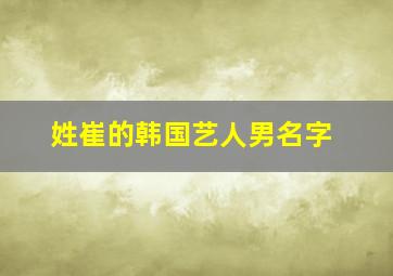 姓崔的韩国艺人男名字