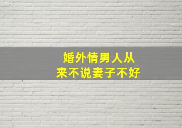 婚外情男人从来不说妻子不好