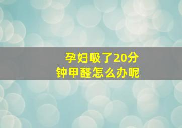 孕妇吸了20分钟甲醛怎么办呢