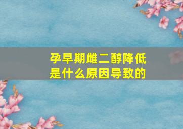 孕早期雌二醇降低是什么原因导致的