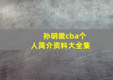 孙明徽cba个人简介资料大全集