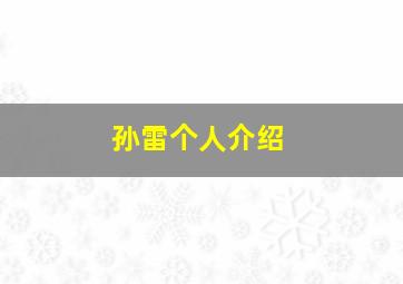 孙雷个人介绍