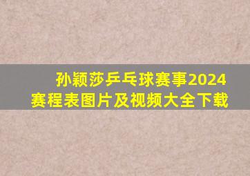 孙颖莎乒乓球赛事2024赛程表图片及视频大全下载