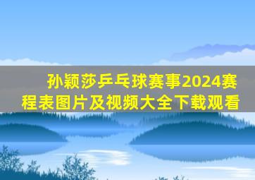 孙颖莎乒乓球赛事2024赛程表图片及视频大全下载观看