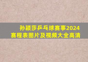 孙颖莎乒乓球赛事2024赛程表图片及视频大全高清