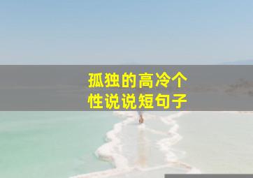 孤独的高冷个性说说短句子