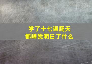 学了十七课爬天都峰我明白了什么