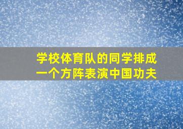 学校体育队的同学排成一个方阵表演中国功夫