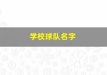 学校球队名字