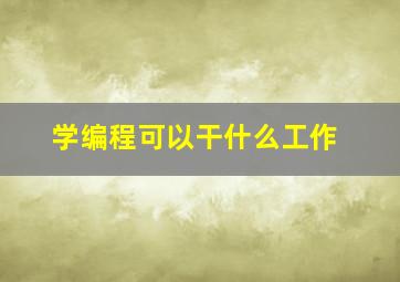 学编程可以干什么工作