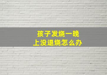 孩子发烧一晚上没退烧怎么办