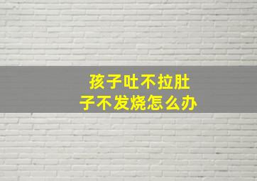 孩子吐不拉肚子不发烧怎么办