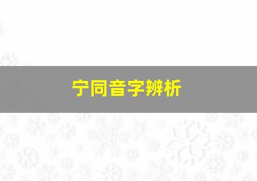 宁同音字辨析