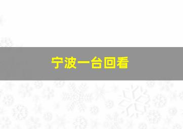 宁波一台回看