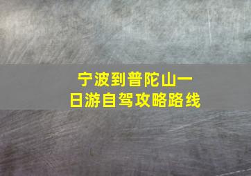 宁波到普陀山一日游自驾攻略路线