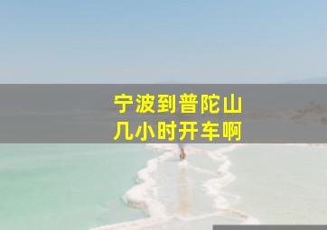 宁波到普陀山几小时开车啊