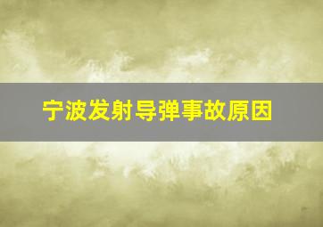 宁波发射导弹事故原因