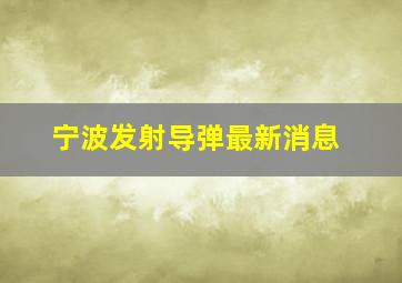 宁波发射导弹最新消息