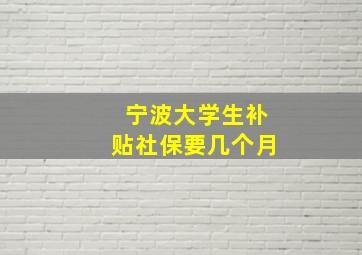 宁波大学生补贴社保要几个月