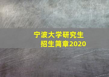 宁波大学研究生招生简章2020