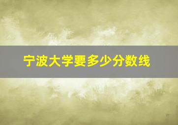 宁波大学要多少分数线