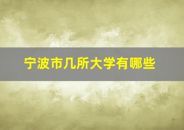 宁波市几所大学有哪些