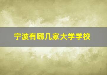 宁波有哪几家大学学校