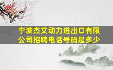 宁波杰艾动力进出口有限公司招聘电话号码是多少