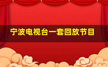 宁波电视台一套回放节目