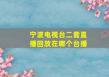 宁波电视台二套直播回放在哪个台播