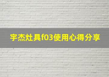 宇杰灶具f03使用心得分享