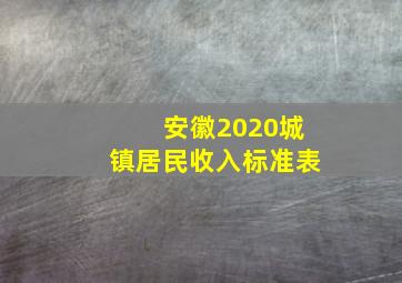 安徽2020城镇居民收入标准表