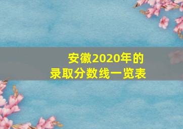 安徽2020年的录取分数线一览表