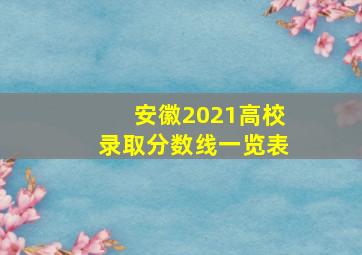 安徽2021高校录取分数线一览表