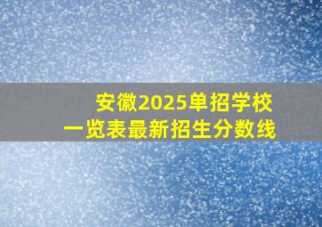 安徽2025单招学校一览表最新招生分数线