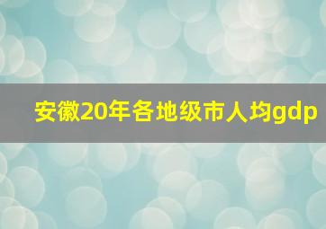 安徽20年各地级市人均gdp