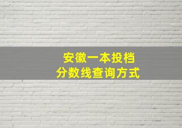 安徽一本投档分数线查询方式